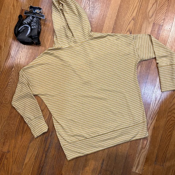 Sundance Mustard Yellow Striped Oversize Hoodie Lightweight Sweatshirt Size Med - Picture 7 of 7